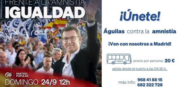 Reverte: “Águilas se suma a la movilización que realizará el Partido Popular este domingo en Madrid contra la Amnistía”